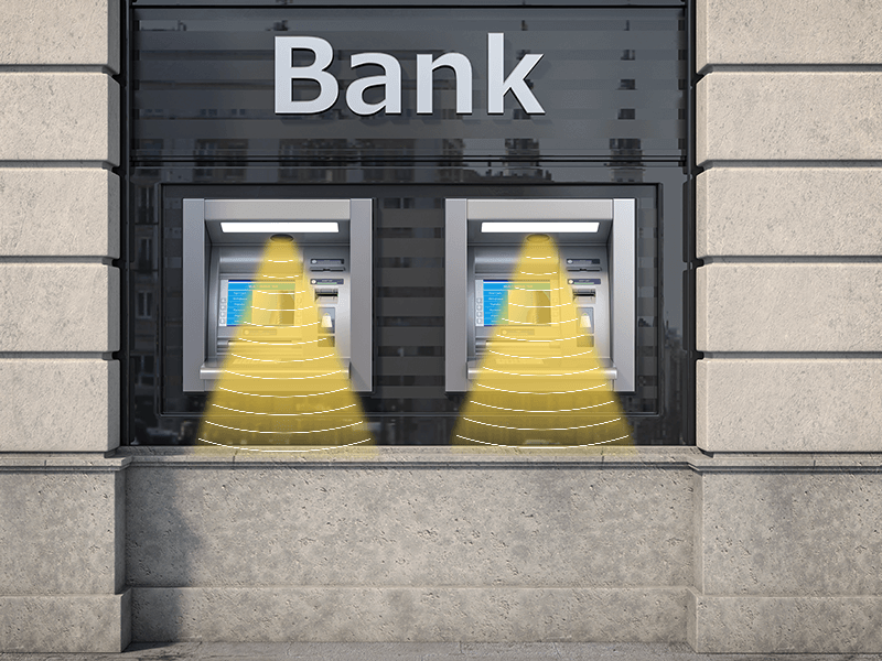 銀行終端機定向發聲示意圖