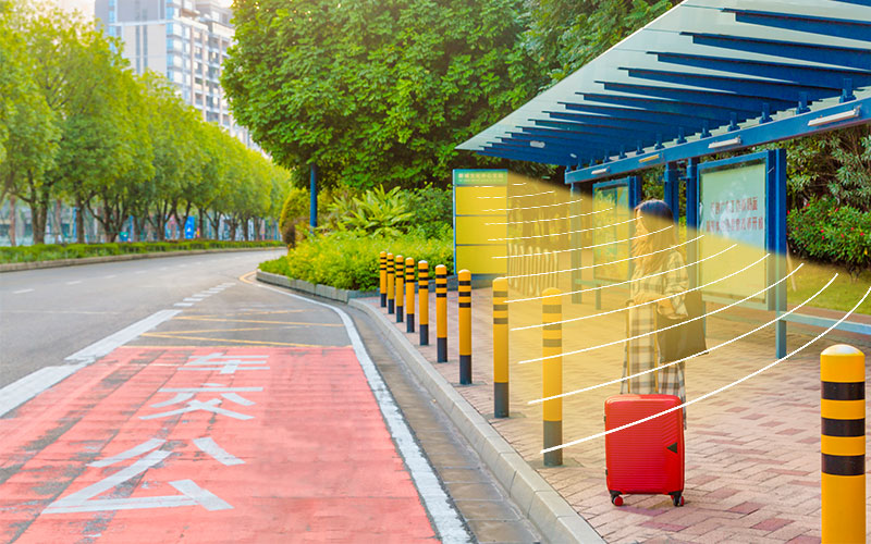 公交站臺,定向擴聲音箱