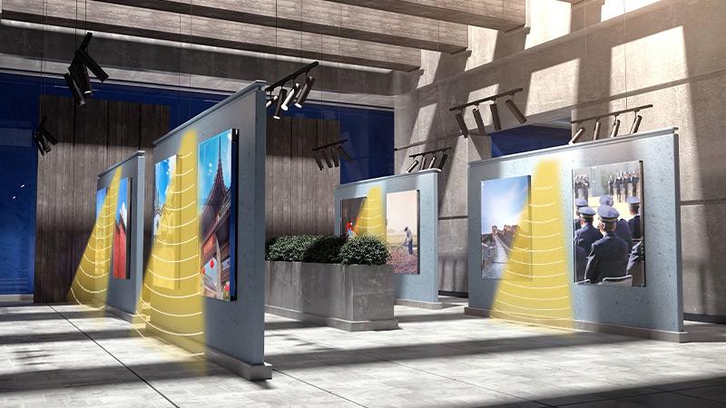 檔案館定向音響，定向發聲示意圖