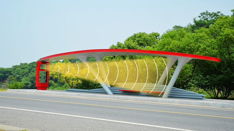 公交站臺集成定向音響,定向發聲示意圖